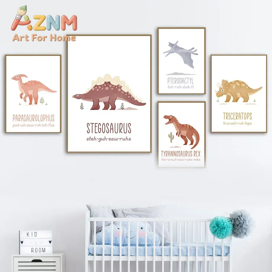 AZNM Cute Dinosaur Name Canvas - огляд і ціна Kids Education Name