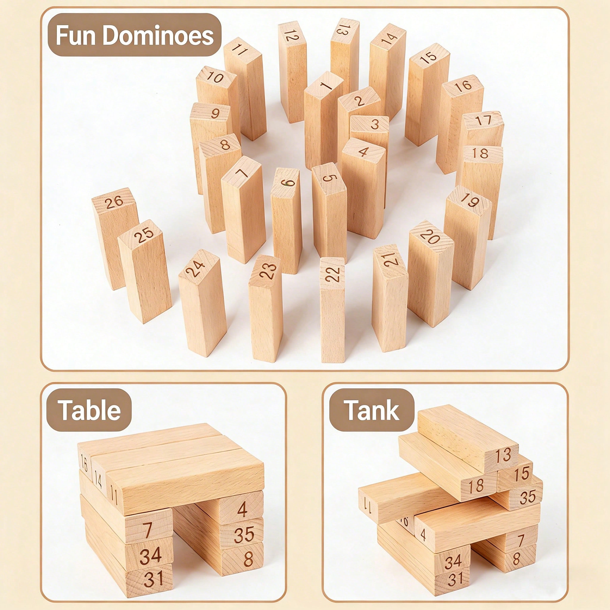 Wooden Stacking Tumbling Tower - огляд і ціна Kids Education Number