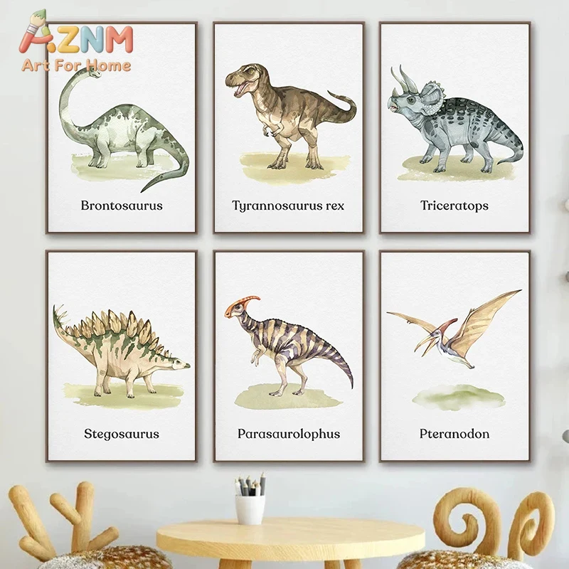 AZNM Watercolor Dinosaur Canva - огляд і ціна Kids Education Name