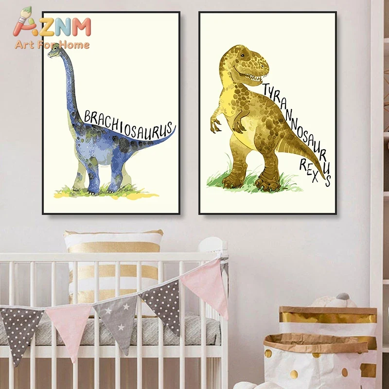 AZNM Watercolor Dinosaur Canva - огляд і ціна Kids Education Name